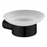 SS Round Matte Black Glass Soap Holder